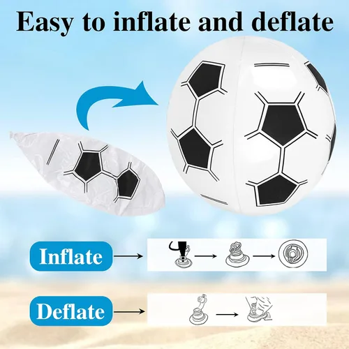 Vista 4 de FOIMAS 8 pelotas de fútbol de playa, pelotas de fútbol inflables de 15 pulgadas para verano, piscina, playa, fiesta, actividades al aire libre negro