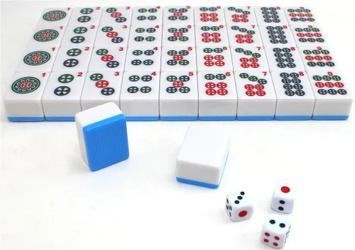 Vista 5 de Juego de mahjong de azulejos grandes numerados chinos. Juego de 144 azulejos de 1.5 pulgadas fácil de leer/juego completo que pesa 13 libras. Regalo