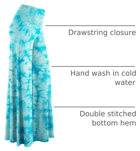 Vista 4 de Made By Johnny MBJ - Pantalones Palazzo de pierna ancha sólidos y teñidos con técnica batik, cómodos y casuales para mujer (XS~5XL)