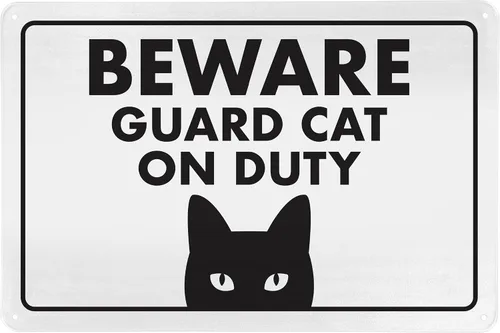 Vista 19 de Señal de Gato de 24 Horas de Vigilancia Felina de Premises Under 24 Hour - Cartel de gato divertido, metal, 8 x 12 pulgadas, letreros de gato