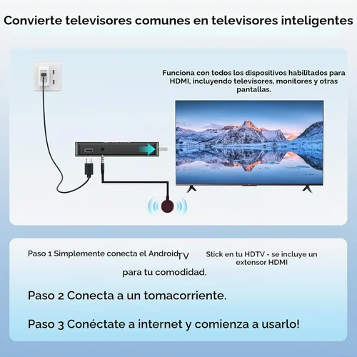 Vista 8 de Android TV Stick 4K 2026, 2GB 16GB Android 14, CPU RK3518 de cuatro núcleos, 4K HDR10+, WiFi 6 2.4G/5G de doble banda, USB 3.0, Bluetooth 5.4