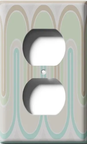 Vista 2 de Placa decorativa de salida - Verde Retro Waves - Receptáculo doble dúplex