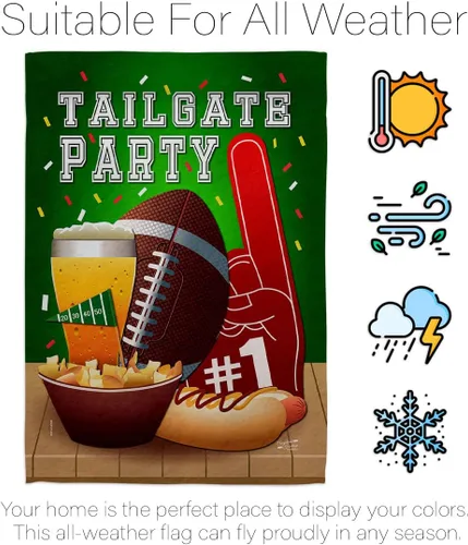 Vista 6 de Bandera de casa de juego para portón trasero, fútbol deportivo, fútbol americano, equipo estadounidense, Super Bowl, actividades de entretenimiento