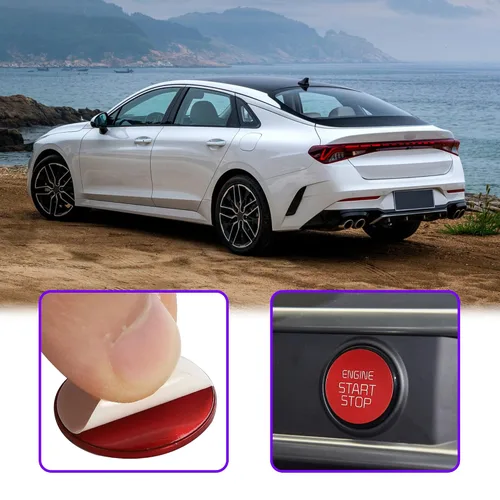 Vista 5 de TOMALL Anillo de botón de arranque y parada de motor de aleación de aluminio compatible con Kia Optima K5 2020 Interruptor de encendido de Rojo