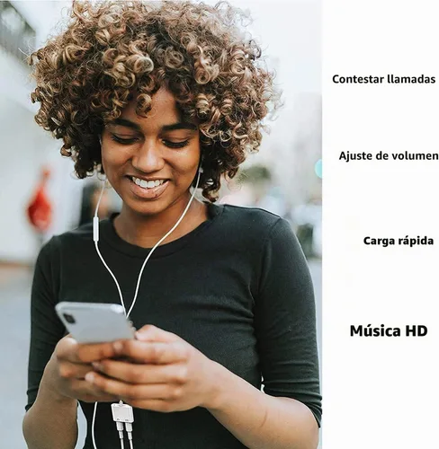Vista 3 de [Certificado Apple MFi] Divisor de adaptador de auriculares para iPhone, 2 en 1, cargador Lightning doble, adaptador de audio auxiliar para iPhone