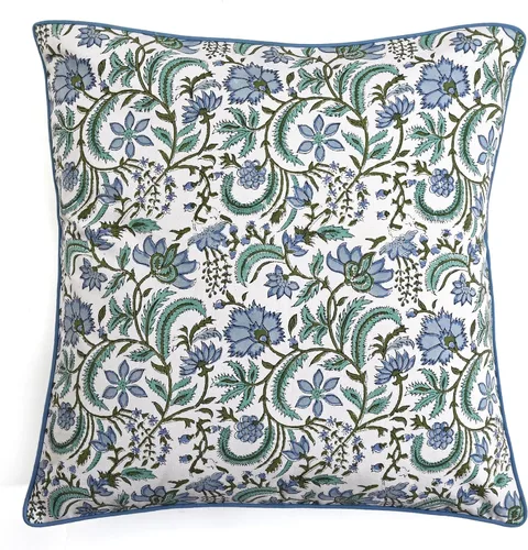 Vista 19 de Ridhi Juego de 2 fundas de almohada decorativas de 16 x 16 pulgadas con estampado de bloques de color azul aguamarina para sala de estar