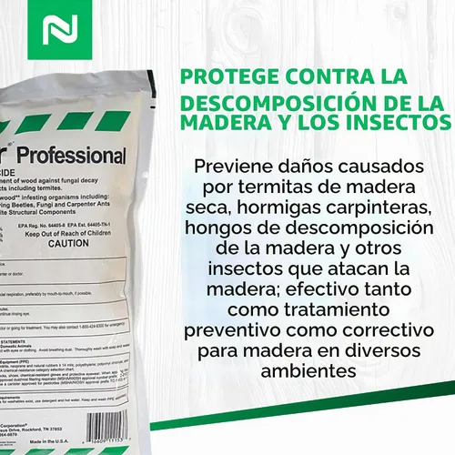 Vista 2 de tim-bor profesional de insecticida y Fungicide, 1.5 Lb. bolsa Water-Soluble Borate Powder, Wood Preservative and Fungicide for Termites, Carpenter
