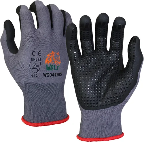 Vista 9 de WOLF Guantes de nitrilo ultradelgados con palma de espuma recubierta con agarre adhesivo, multiusos