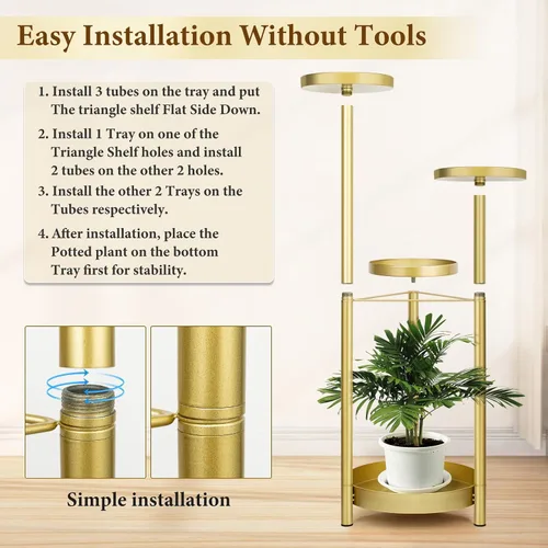 Vista 8 de Matekxy Soporte de metal para plantas para interiores y exteriores, con 4 soportes para macetas, estantes altos de esquina para plantas, estantes
