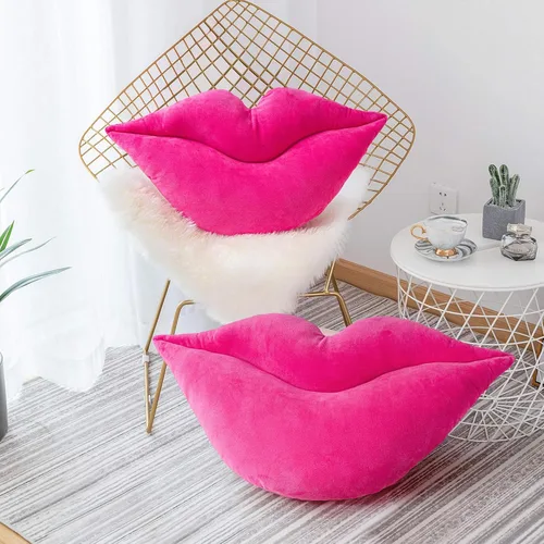 Vista 13 de AELS Almohadas de labios 3D, suaves y suaves, decorativas, almohadas de amor, lindas almohadas de 20 x 11 pulgadas para sofá, cama, sala de estar