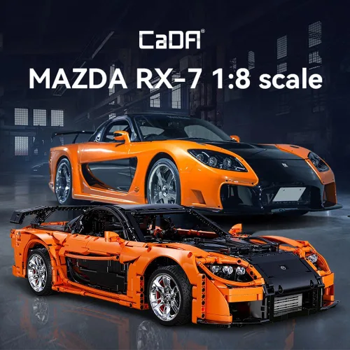 Vista 3 de CaDA Master C61502W Mazda RX-7 Remote Control Powered Building Block Car, 1:8 Scale, 3305 Pieces, Dynamic Collectible Brick