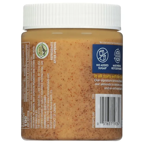 Vista 5 de MaraNatha Mantequilla cremosa orgánica de almendras crudas, tarro de 12 onzas