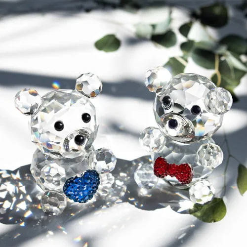 Vista 2 de H&D HYALINE & DORA Figuras de cristal hechas a mano para decoración del hogar, regalo de la colección de osos de cristal/perro