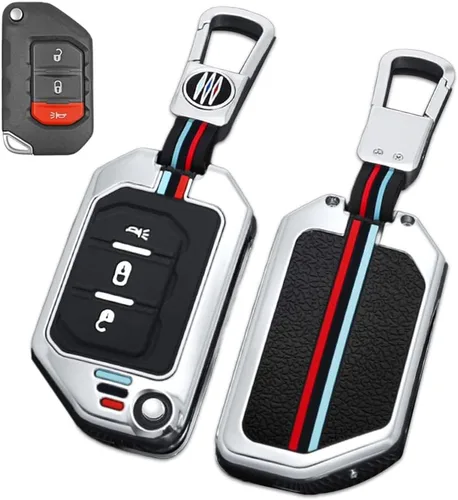 Vista 11 de Funda de aleación de zinc compatible con Wrangler JL JLU Gladiator JT Rubicon Remote Flip Key