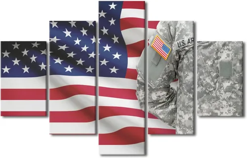 Vista 34 de Arte de pared para sala de estar, imágenes de la bandera estadounidense, impresión en lienzo, arte de pared militar de Estados Unidos de la Segunda