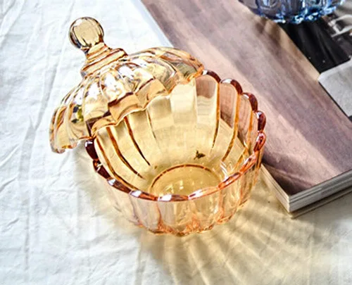 Vista 4 de FUYU Tarro de caramelo de cristal de calabaza Caja de aperitivos Tarro de almacenamiento de vidrio