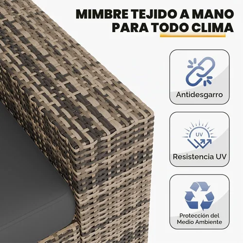 Vista 4 de Juego de muebles de patio, sofá modular de 6 piezas para exteriores con Amarillo-gris oscuro