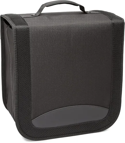 Vista 2 de Amazon Basics Carpeta de almacenamiento portátil de poliéster para CD/DVD, capacidad 400, color negro
