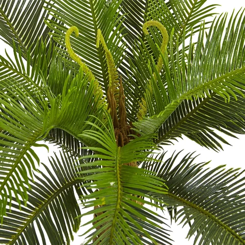 Vista 3 de Nearly Natural Árbol artificial Cycas de 3 pies en maceta de torre blanca