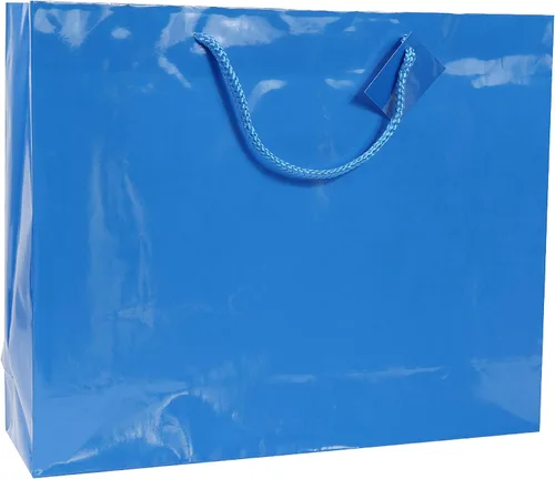 Vista 9 de FAiVICA 24 bolsas de regalo de papel azul brillante de alta calidad medianas (7 x 9 x 3.75 pulgadas), bolsas brillantes para recuerdos de fiesta