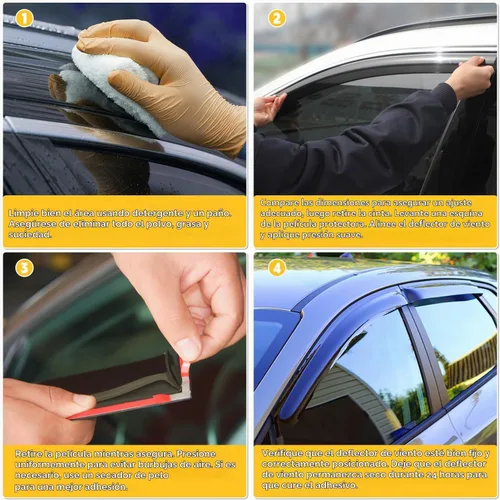 Vista 7 de Viseras para ventanas para Mazda 3 Sedán 4 puertas 2004 2005 2006 2007 2008 2009 estilo JDM Mugen, deflector de viento, protector solar y de lluvia