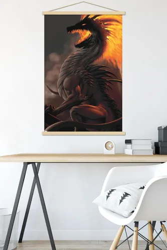 Vista 5 de Trends International LA Williams - Belial Dragon Wall Poster, 22.37" x 34.00", Premium Print and Beechwood Hanger Bundle
