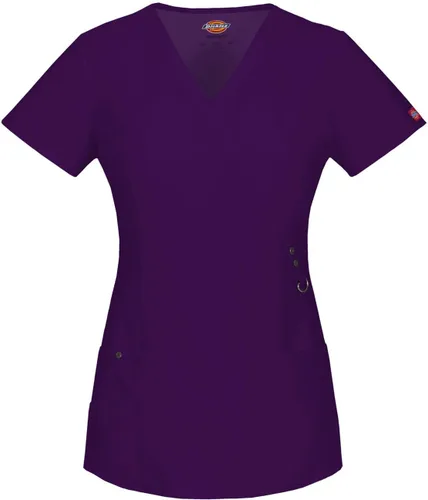 Vista 14 de Dickies Xtreme Stretch Mujer Scrubs Top Mock Wrap 85956 Negro