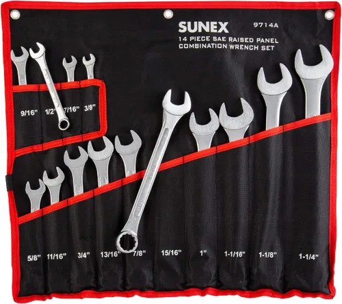 Vista 5 de Sunex 2568, juego de llaves de impacto Drive Master de 1/2 pulgada, 43 piezas y juego de llaves combinadas SAE, 14 piezas