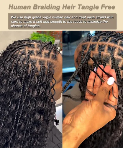 Vista 4 de Cabello humano a granel para trenzar, paquetes de cabello humano rizado 12A para mujeres negras, 16 pulgadas, onda profunda, sin trama, trenzas