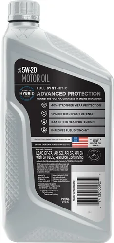 Vista 224 de Valvoline SynPower Full aceite sintético para motor, 1 Cuarto de galón, Ambar