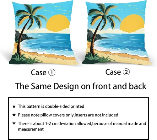 Vista 7 de Juego de 2 fundas de almohada de hojas de plantas tropicales de 20 x 20 pulgadas, juego de 2 fundas de almohada cuadradas de lino de algodón y hojas