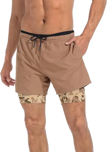 Vista 3 de LRD Pantalones cortos de entrenamiento para hombre con forro de compresión de 5 pulgadas de entrepierna