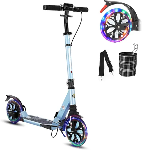 Vista 10 de Commuter - Scooter para adultos de 300 libras de capacidad, ruedas grandes, patinete plegable deportivo para niños de 10 años en adelante, 4 niveles