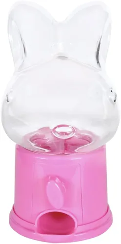 Vista 2 de Dispensador de dulces de plástico con conejo de Pascua con base rosa