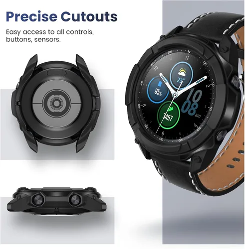 Vista 5 de Goton 3 en 1 Accesorios para Samsung Galaxy Watch 3 de 41 mm, 1 Carcasa de Armadura de TPU Resistente + 2 Películas Protectoras de Pantalla