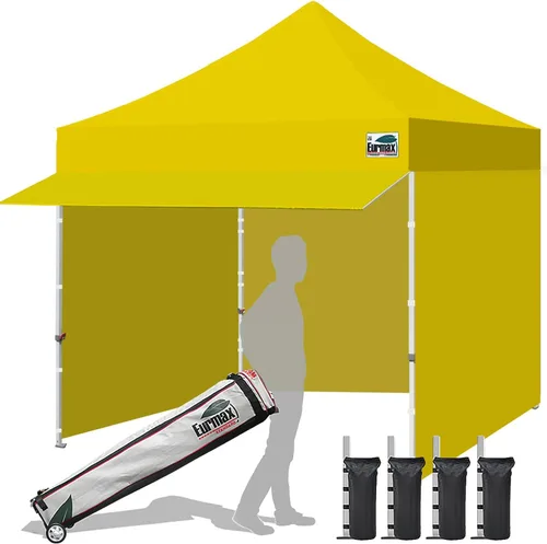 Vista 8 de Eurmax USA Toldo Desplegable de 10 x 10 pies, Carpa Comercial para Fiestas al Aire Libre con 4 Paredes Laterales Extraíbles con Cremallera y Bolsa
