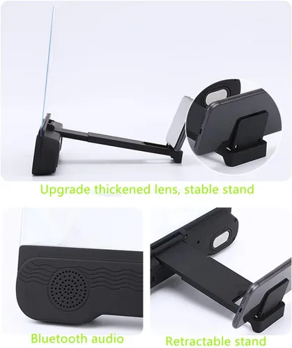 Vista 7 de Amplificador de pantalla de teléfono de 14 pulgadas con altavoz Bluetooth Soporte de teléfono plegable para todos los teléfonos inteligentes (negro)