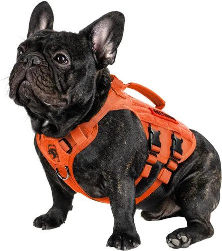 Vista 10 de OneTigris - Arnés táctico para perros pequeños, chaleco de perro pequeño sin tirones con asas, transpirable, arnés militar con sistema MOLLE, arnés