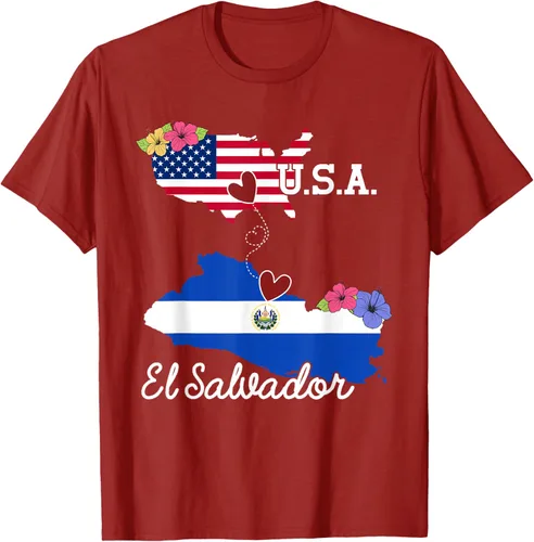 Vista 16 de Camiseta con la bandera salvadoreña de El Salvador de Estados Unidos para mujeres y hombres