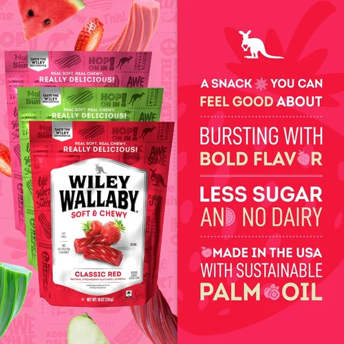 Vista 4 de Wiley Wallaby Fresa, sandía, manzana, variedad de regaliz, 10 onzas