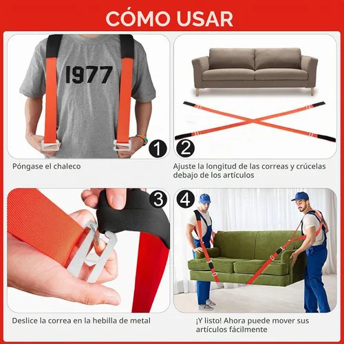 Vista 2 de Ytonet Correas móviles, correas de elevación para muebles de movimiento, sistema de elevación y movimiento de hombros para 2 personas