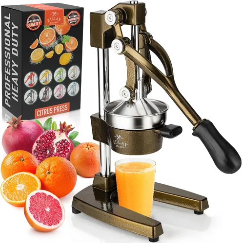 Vista 26 de Zulay Kitchen - Exprimidor de hierro fundido, exprimidor manual naranja, prensa de cítricos, color negro 01 - negro
