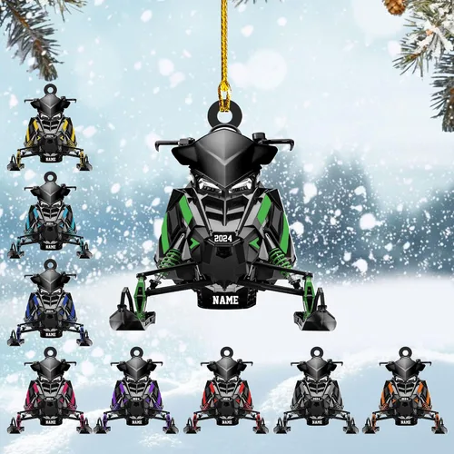 Vista 11 de Zapatos de motos de nieve personalizados personalizados adorno de Navidad de acrílico para amantes de motos de nieve (SM 1)