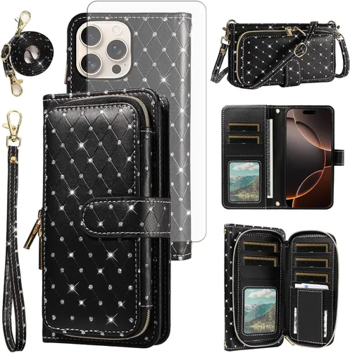 Vista 107 de Funda para teléfono iPhone 6 6S con cremallera y protector de pantalla con protector de pantalla, correa de cordón cruzado, ranura para iPhone 6 Six
