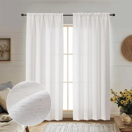 Vista 26 de OWENIE Bob Juego de 2 Paneles de Cortinas Negras de Cocina para Ventanas de 36 Pulgadas de Largo, Cortinas Cortas de Café con Textura de Lino