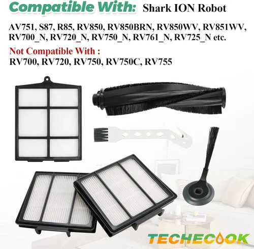 Vista 7 de Piezas de repuesto para aspiradora Shark ION Robot AV751 AV752 AV753 RV700_N RV720_N RV850 RV851WV de Techecook - 6 cepillos laterales, 3 filtros