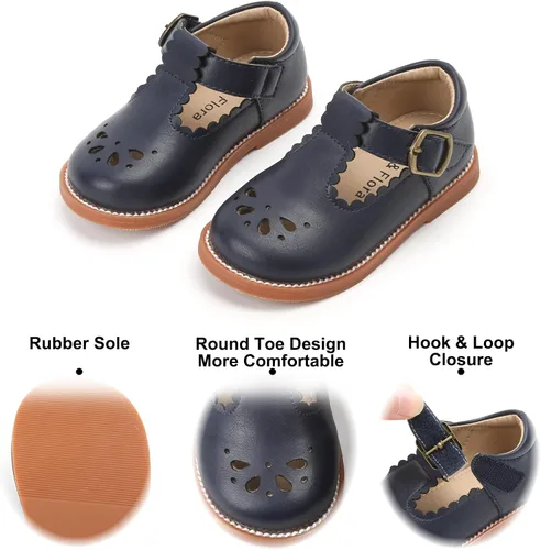 Vista 4 de Felix & Flora - Zapatos planos de vestir estilo Mary Jane para niña pequeña, zapatillas de ballet para niña, zapatos para fiestas y escuela