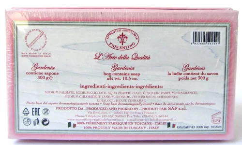 Vista 4 de Saponificio Artigianale Fiorentino - Jabón perfumado Gardenia 10.5 oz. Barra de jabón de baño individual de lujo. Fabricado en Italia.