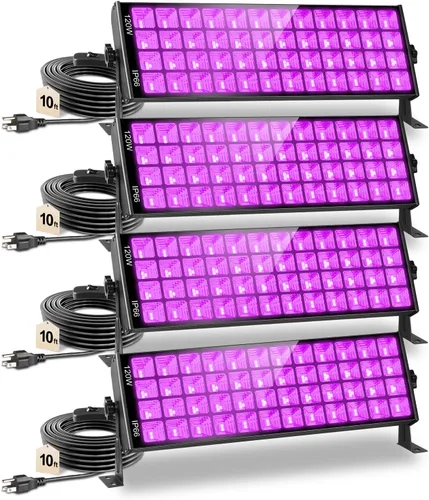 Vista 11 de Paquete de 2 luces LED negras de 42 W, barras de luz negra con enchufe+interruptor+cable de 6 pies, luz negra para fiesta brillante, póster