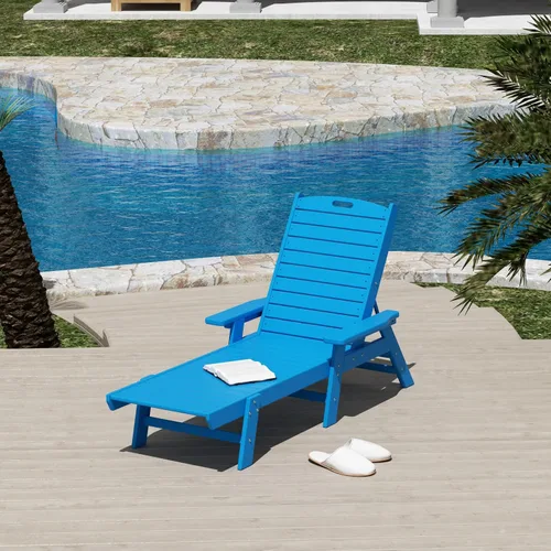 Vista 19 de WestinTrends Malibu Poly - Tumbona reclinable azul marino